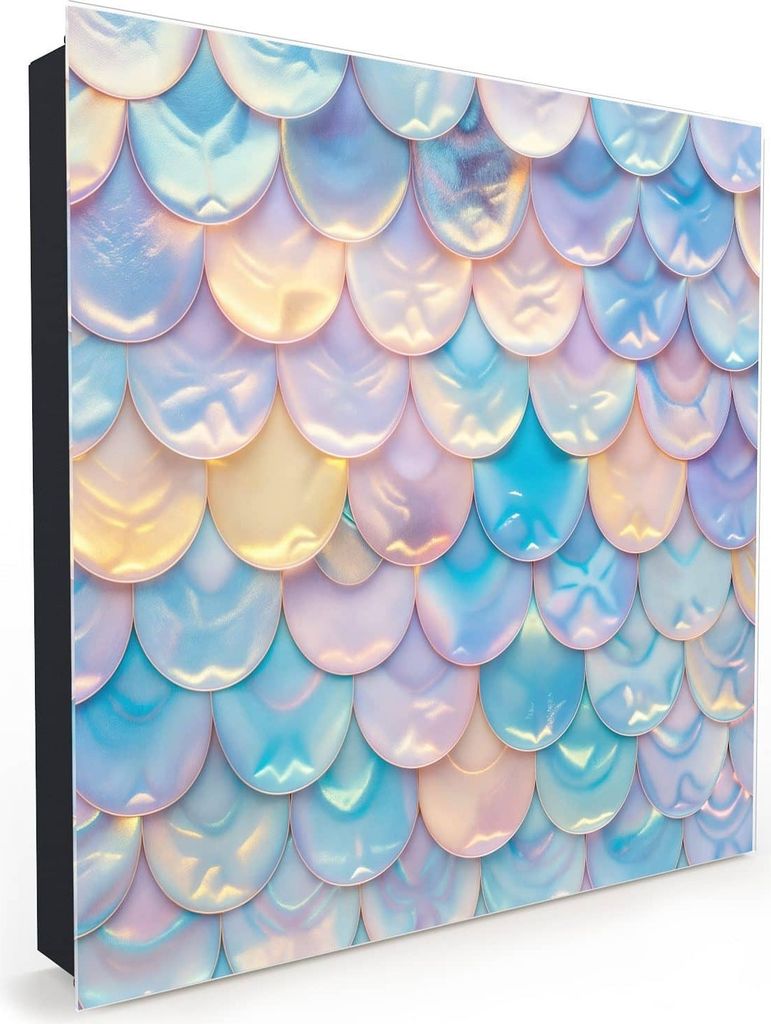 Nachbildung-Schlüsselkasten, Magnetpinnwand und Memoboard mit Glasfront Motiv Schuppen Mix Pastell