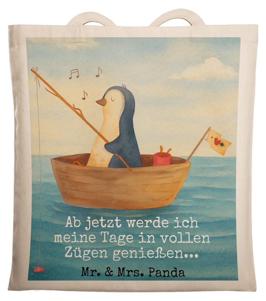 Mr. & Mrs. Panda festivaltasche Pinguin Angelboot Design - Weiß - Geschenk, Angeln, Laptoptasche, Scheidung, Boot, Tote Bag, Trennung, Jutebeutel,...