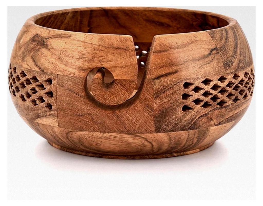 Holz Garnschale Handgefertigt für Stricken und Häkeln Zubehör und Vorratsorganizer (17,78 cm x 17,78 cm x 10,16 cm)