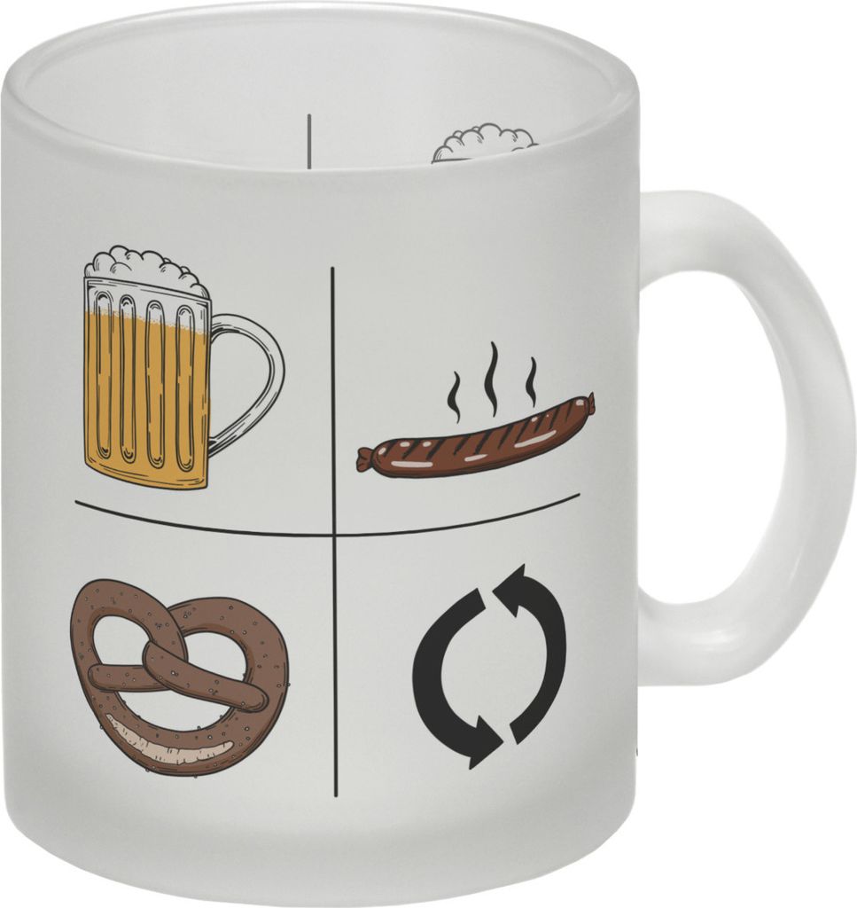 Bier, Wurst, Brezel, Repeat Glas Tasse