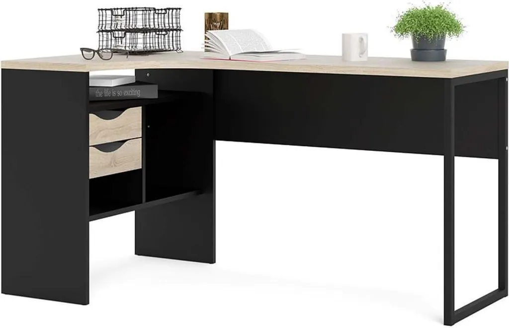 Bureau gain de place noir et chêne - Solution bureau petit espace - 9