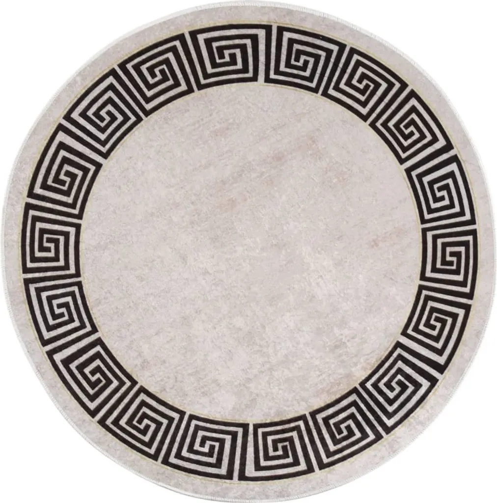 Tapis Rond 120cm Beige Clair Lavable - Fini les Tapis qui Glissent