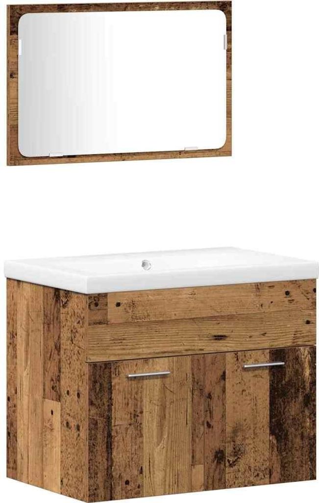 Badezimmermöbel-Set Wandmontiert 3 pcs Altholz Holzwerkstoff