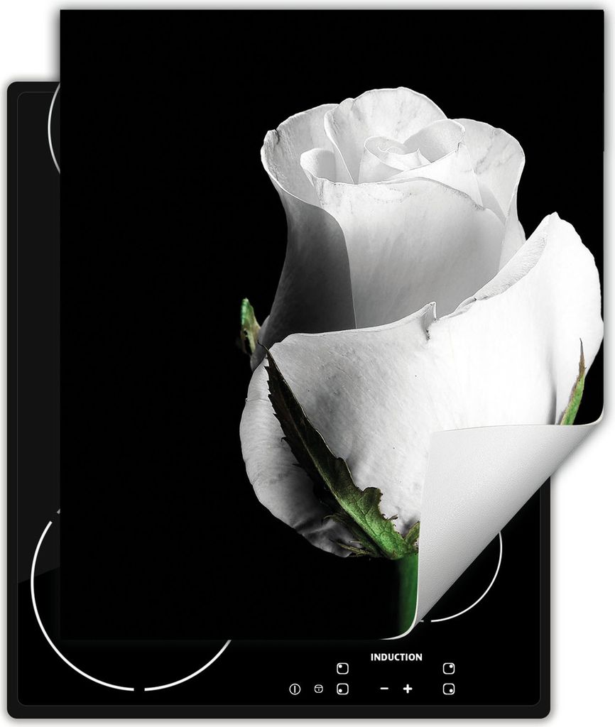 DarHaus Herdabdeckplatte 45x52 cm Anti Rutsch Matte Aufrollbar, schwarz - Tulpe