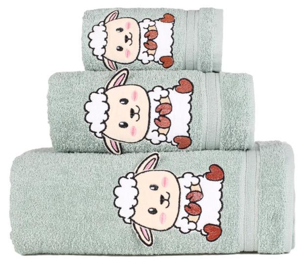 Kinderhandtuch 100% Baumwolle 50x90 cm Salbeigrün Schaf Produktbild 