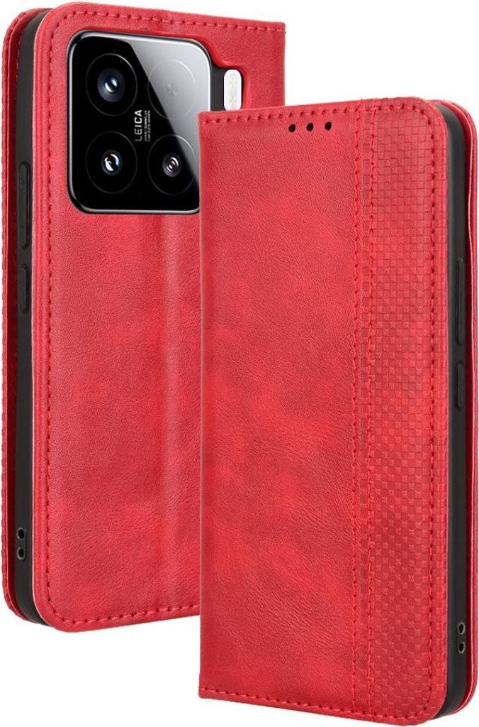 Xiaomi 15 Hülle - Coverup Vintage Style Klapphülle - Rot