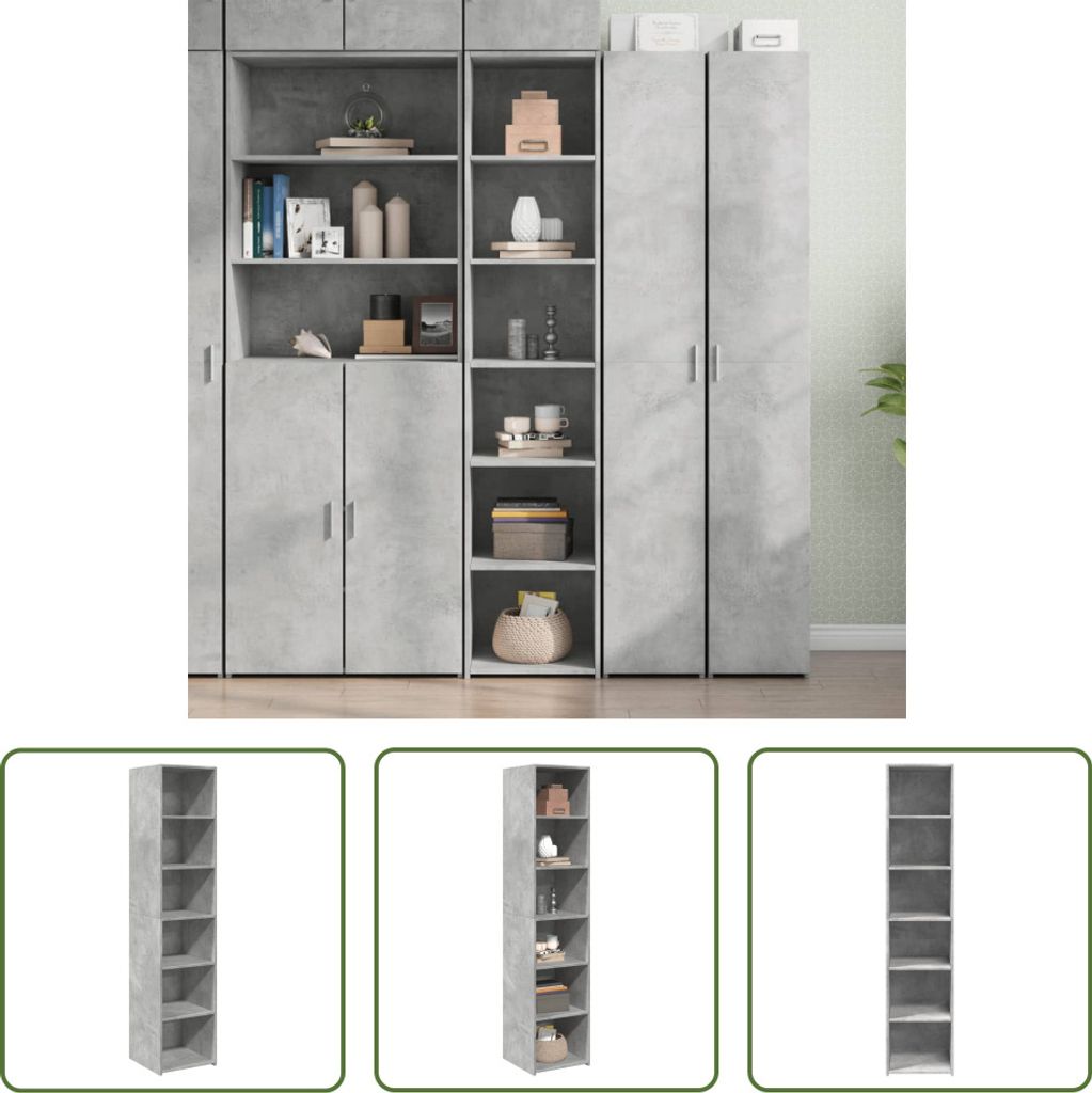 The Living Store Highboard Betongrau 40x41x185 cm Holzwerkstoff