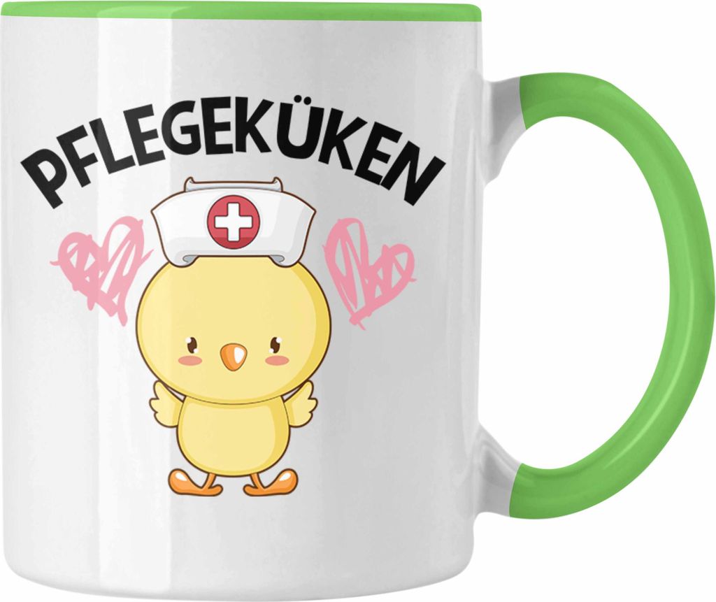 Trendation - Pflegeküken Tasse Geschenk Krankenschwester Ärztin Lustige Kaffeetasse Geschenkidee Altenpflegerin Pflegerin (Grün)