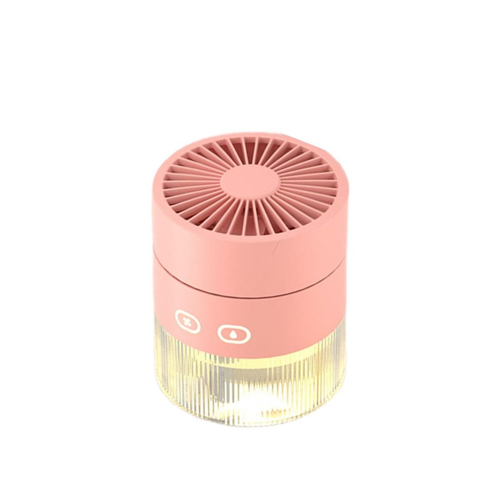 Mini Ventilator mit Kühlen Nebel Licht Tragbarer Ventilator 3 Windmodi 350ml USB Tischlüfter Tischventilator für Schlafzimmer Büro Rosa