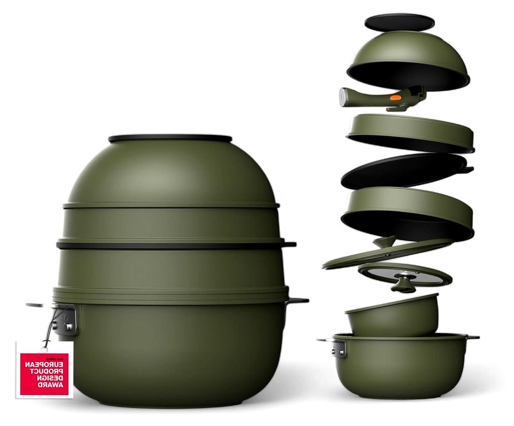 SHARE & PLAY | 10-teiliges stapelbares Kochgeschirrset | Abnehmbarer Griff | Platzsparend | Aluguss | CERATECH Keramikbeschichtung | Induktions- un...