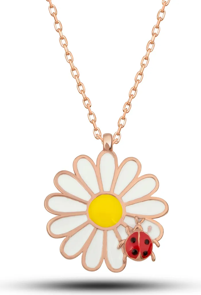 Idée cadeau femme : collier argent 925 coccinelle fleur pour anniversaire