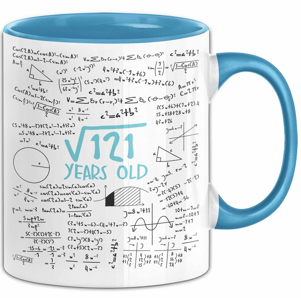 Wurzel aus 121 Tasse Geschenk Mathe Fan 11. Geburtstag Humorvoll (Blau)