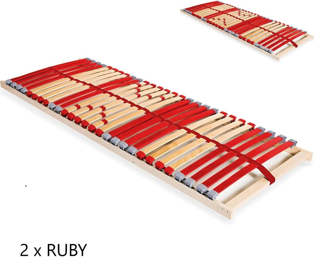 Coemo 2 Stk. Lattenrost RUBY NV 7-Zonen 28 Leisten Härtegrad verstellbar 100x200 cm