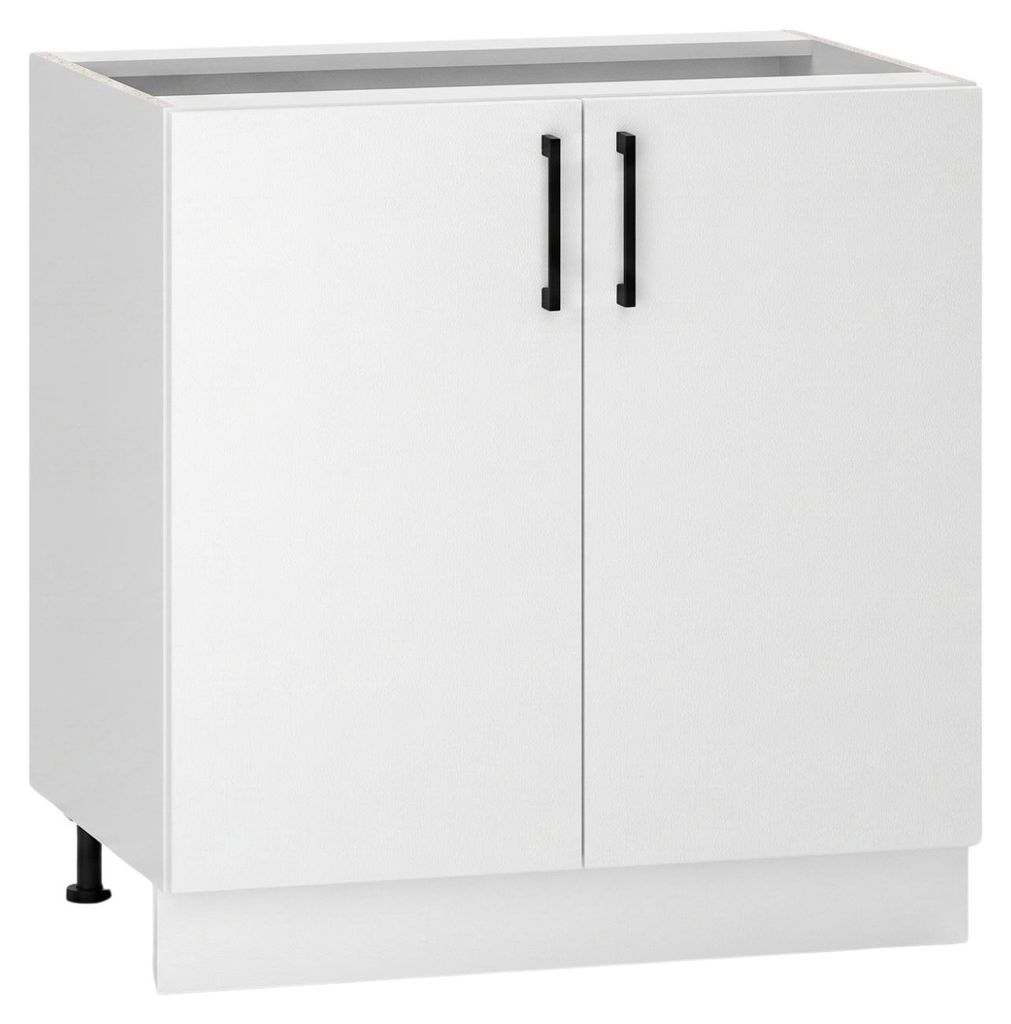 Küchenunterschrank 80 cm - Weiß glänzend - 2 Türen - ohne Arbeitsplatte - Soft-Close-System