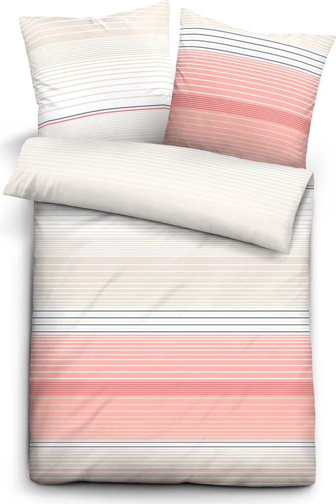 Trendline by biberna Bettwäsche 68574-110 hellrosa gestreift 100% Baumwolle, Größe:155x220 cm + 80x80 cm