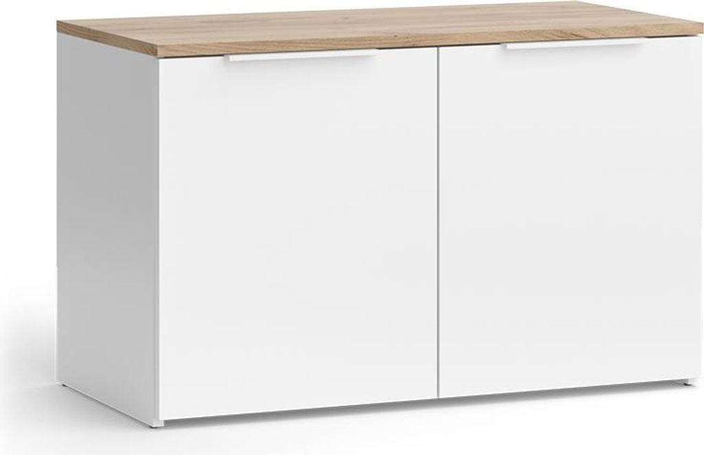 Kommode Vicco Wido Weiß/Sonoma 80 x 50 cm mit 2 Türen, Produktbild 