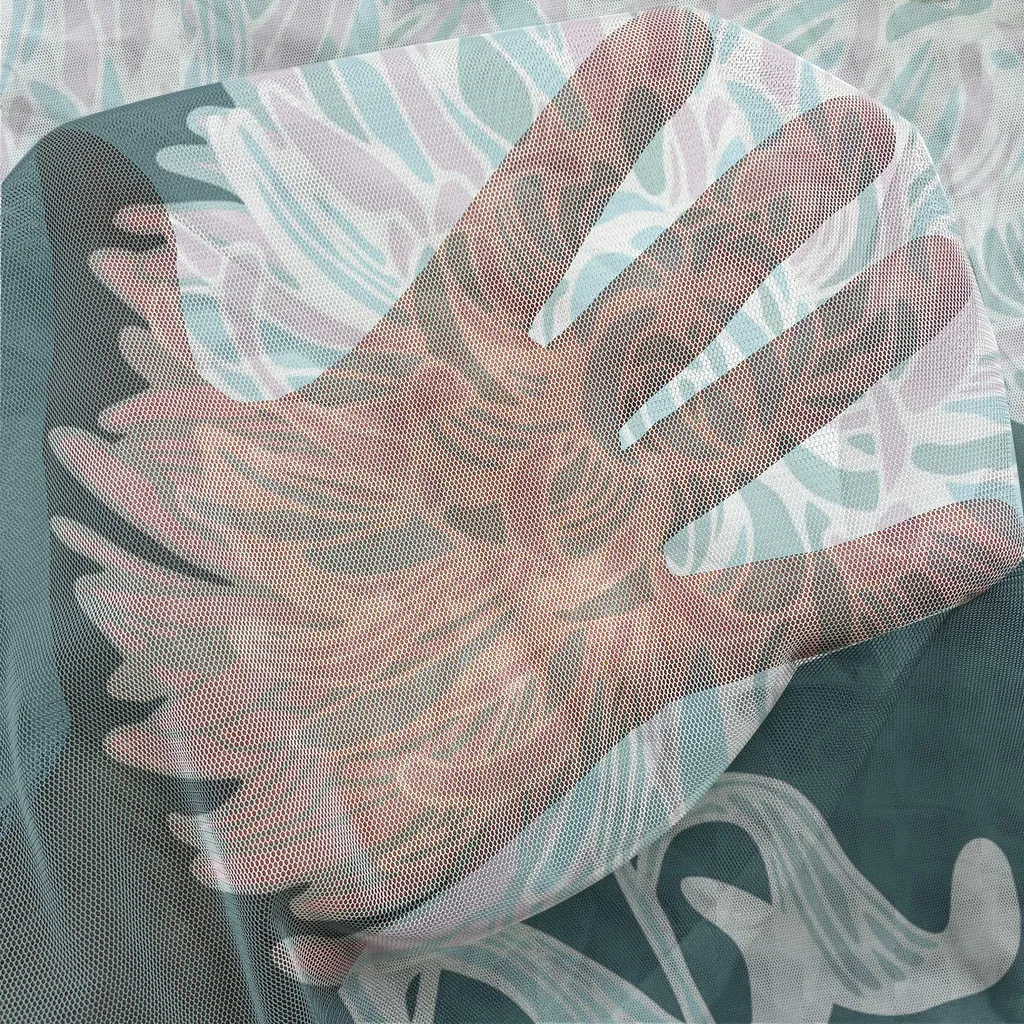 ABAKUHAUS Arazzo floreale, disegnato a mano con fiori stilizzati in stile retrò, tessuto in raso setoso per soggiorno e camera da letto, 210 cm x 274 cm, blu pallido e verde acqua scuro - 3