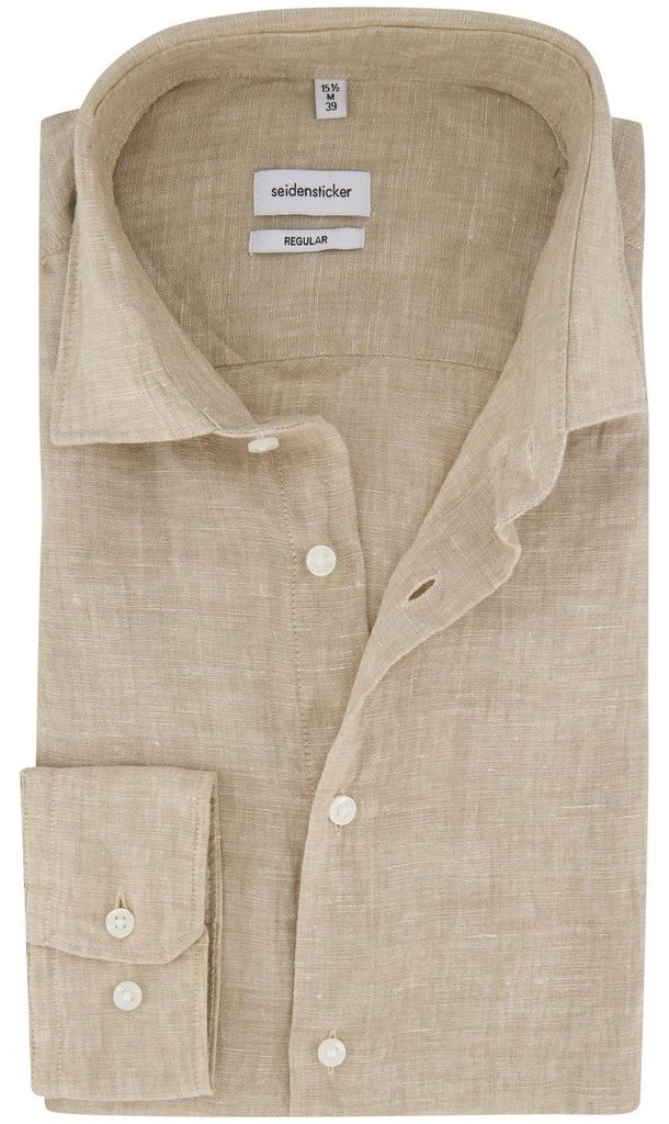 Beiges Seidensticker Slim Fit Leinenhemd