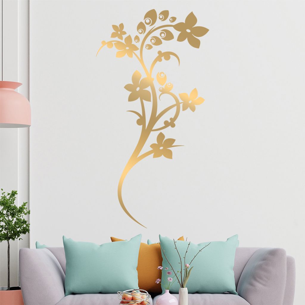 Schöne Blüten Ranke Wandtattoo in 6 Größen - Wandaufkleber Wall Sticker - Dekoration, Küche, Wohnzimmer, Schlafzimmer, Badezimmer