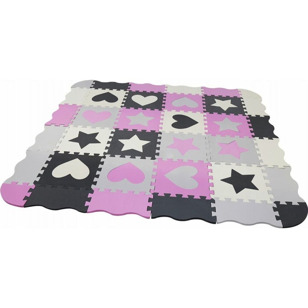 Matadi Schaumstoffpuzzle grau und rosa Herzen und Sterne (28x28)