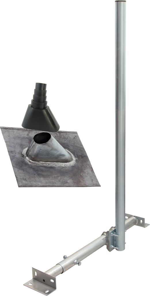PremiumX BASIC X120-48 SAT Dachsparrenhalter 120cm Mast Blei-Ziegel Tülle schwarz