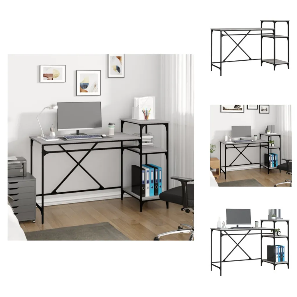 vidaXL Scrivania con ripiano grigio Sonoma 135x50x90 cm in legno - Scrivanie