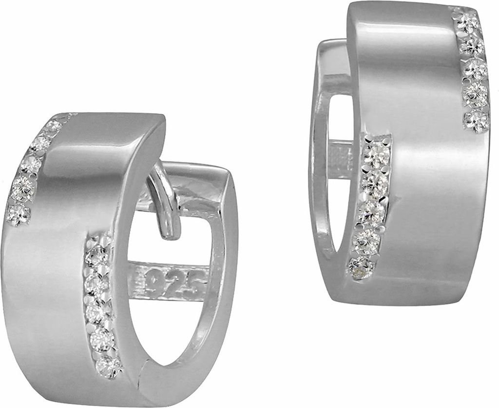 SilberDream Creolen 13mm 925er Silber weiß Zirkonia Line Ohrringe SDO4267W