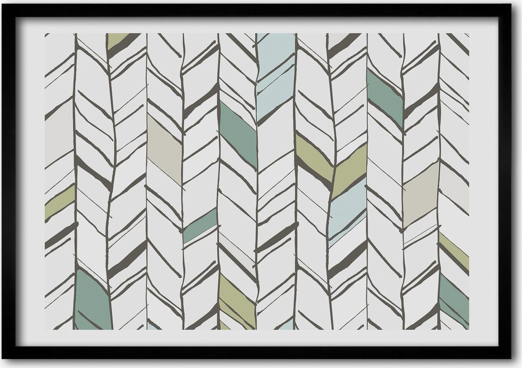 Bild - Bilderrahmen - 100 cm x 70 cm - MDF - Rahmen - Foto - Wandkunst Fischgrätmuster