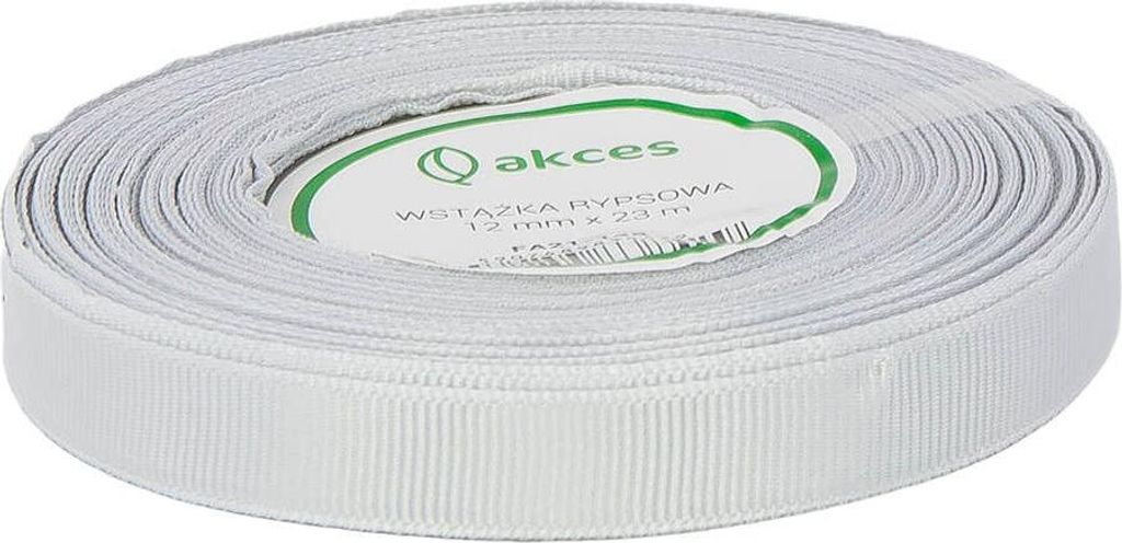 Tasiemka / wstążka rypsowa 12mm srebrna 23m Zdjęcie produktu 