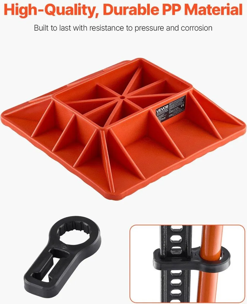 Base de cric tout-terrain rouge de 29cm avec support de poignée solide