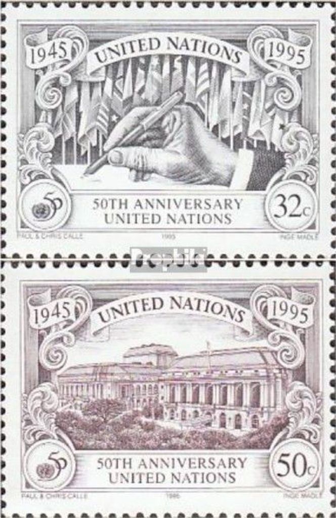 Briefmarken UNO - New York 1995 Mi 687A-688A (kompl.Ausg.) postfrisch 50 Jahre UNO