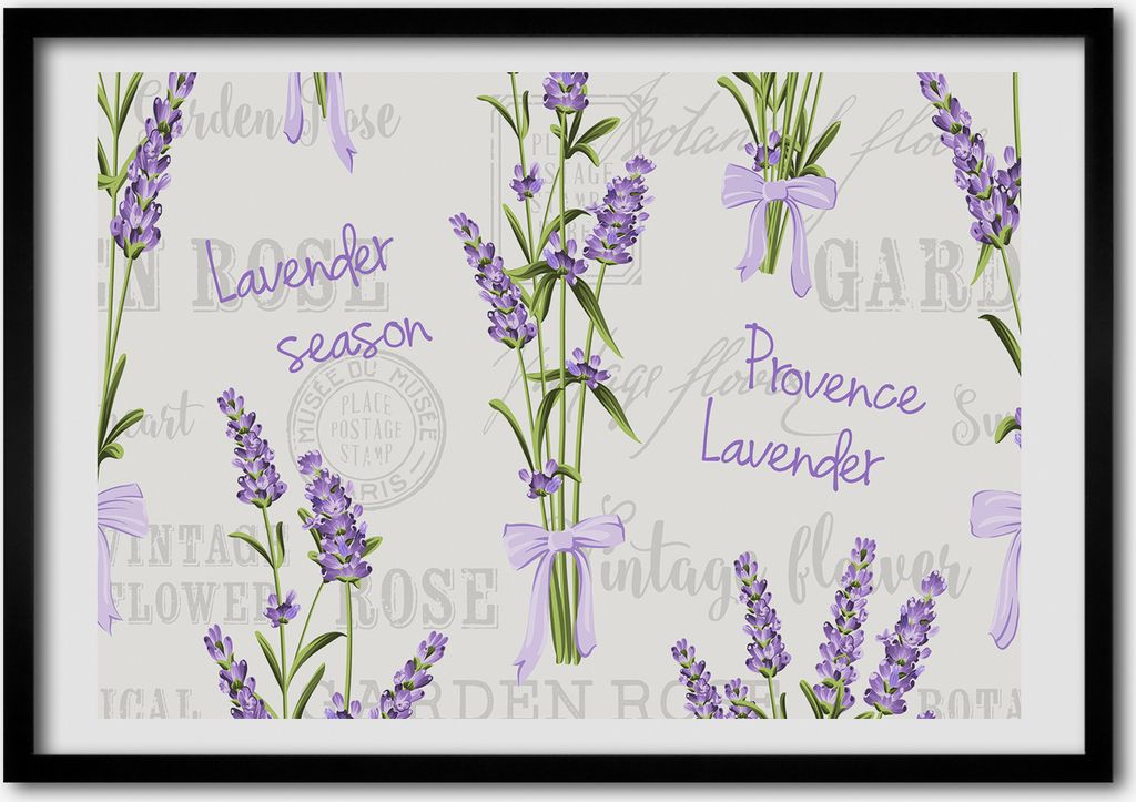 Bild - Bilder - Bilderrahmen - 70 cm x 50 cm - MDF-Rahmen, Wandkunst Lavendel