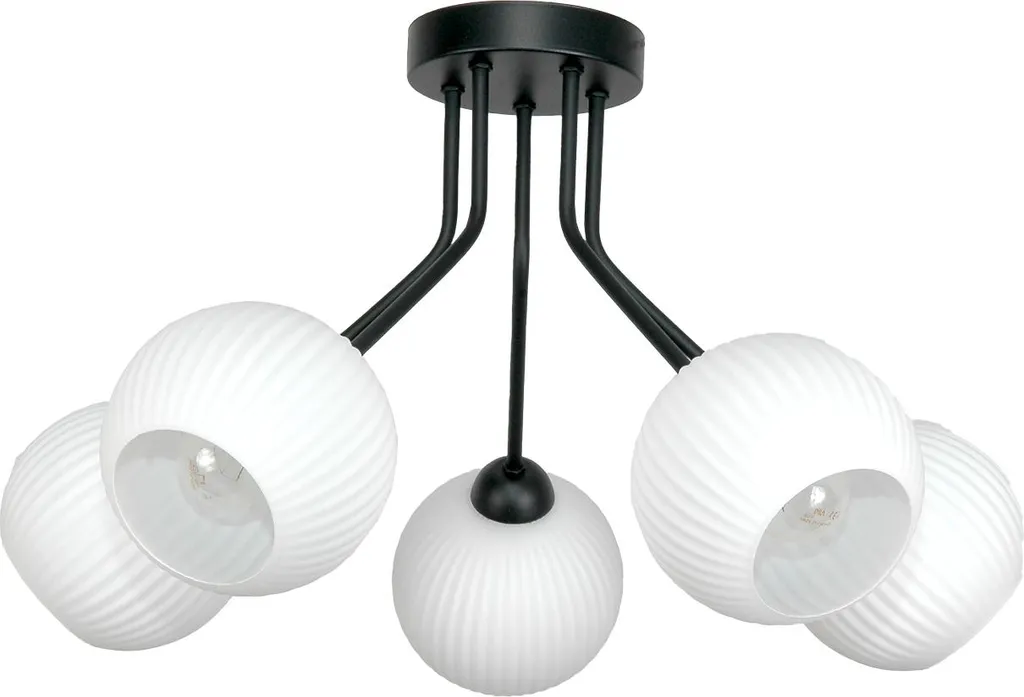 Plafonnier de Salon Italien Noir et Verre Blanc pour Ambiance Douce