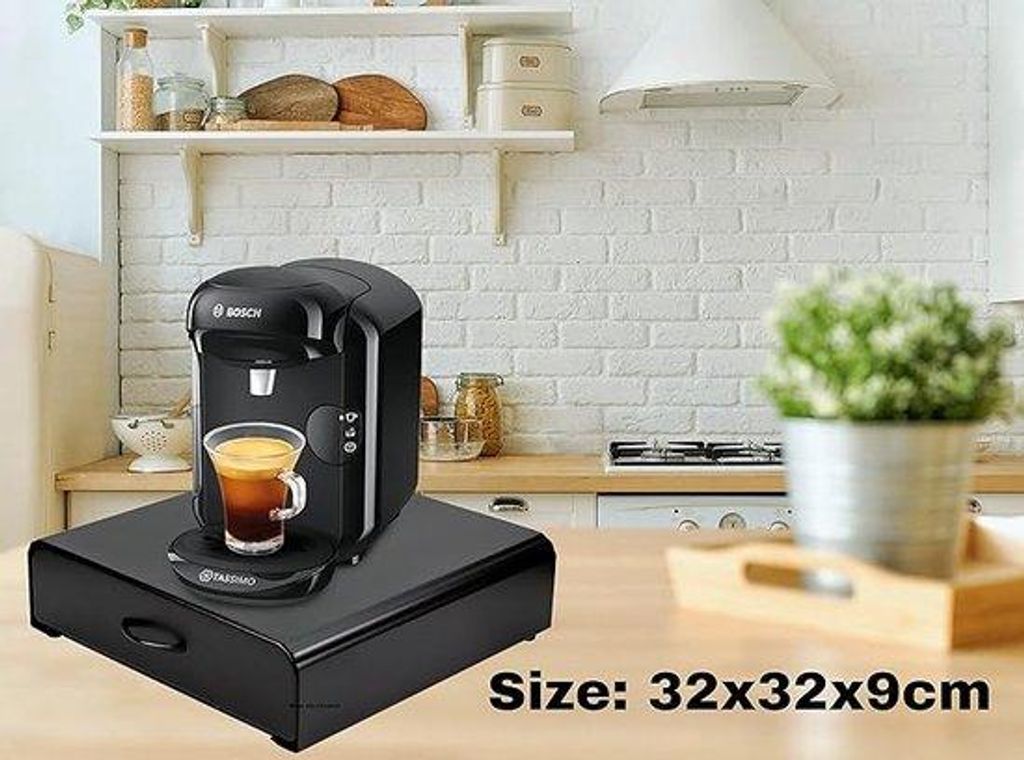 Kaffee-Kapsel-Halter für 64 Tassimo Kapseln, 32x32x9 cm, mit Stellfläche für Kaffeemaschine