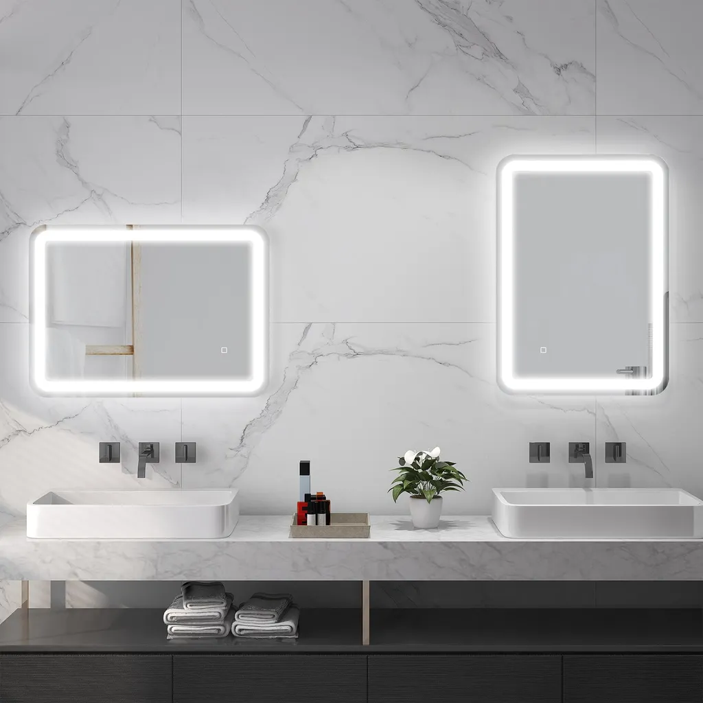 Miroir LED Anti-buée Argent 70x50 cm avec Luminosité Programmable - 11