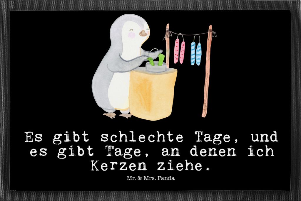 Mr. & Mrs. Panda fußmatte Pinguin Kerzenziehen 50 x 75 cm - Schwarz - Geschenk, bodenmatte, Bodenvorleger, Schuhabstreifer, Eingangsteppich, Kerze...