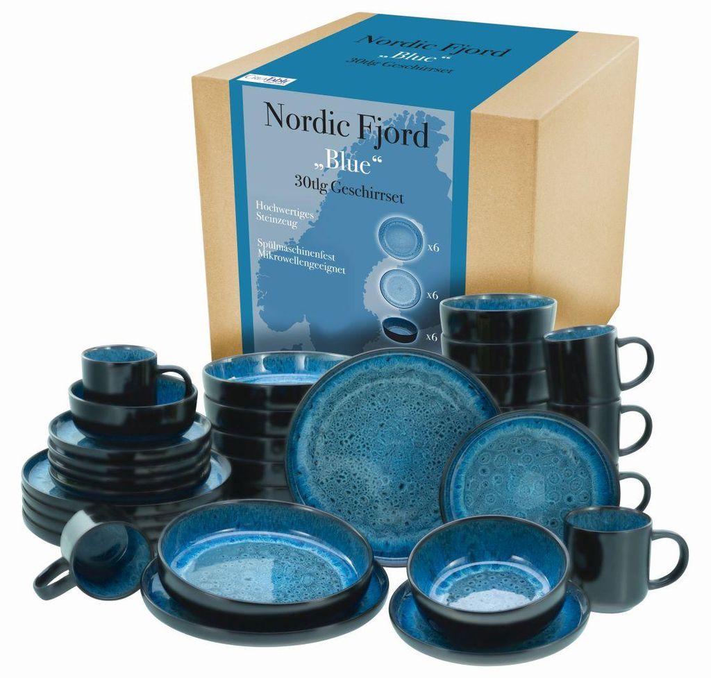 CreaTable Nordic Fjord Blue Kombiservice 30-tlg Steinzeug Produktbild 