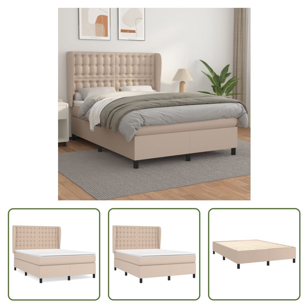 The Living Store Boxspringbett Matratze Cappuccino-Braun 140x200cm Kunstleder