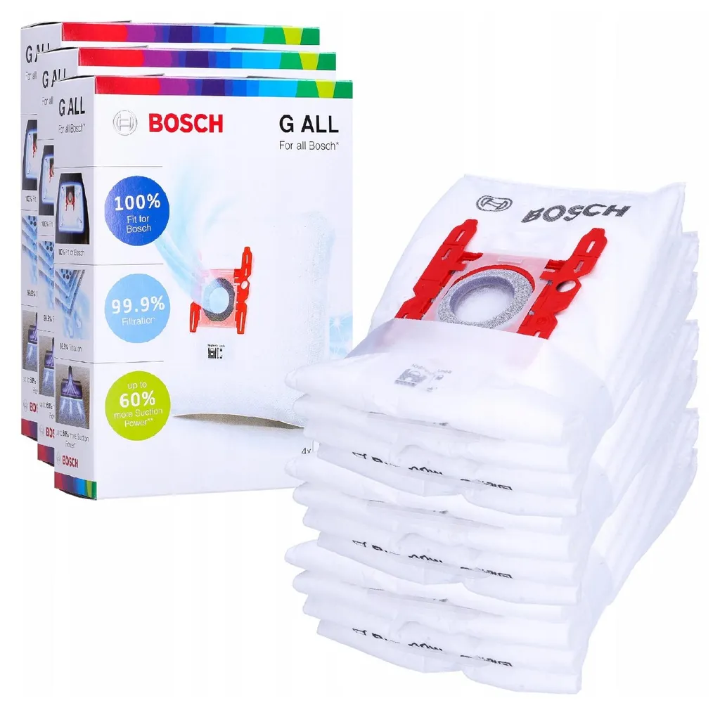 12 sacchetti per aspirapolvere originali Bosch BBZ41FGALL tipo G ALL – sacchetti in microfibra PowerProtect