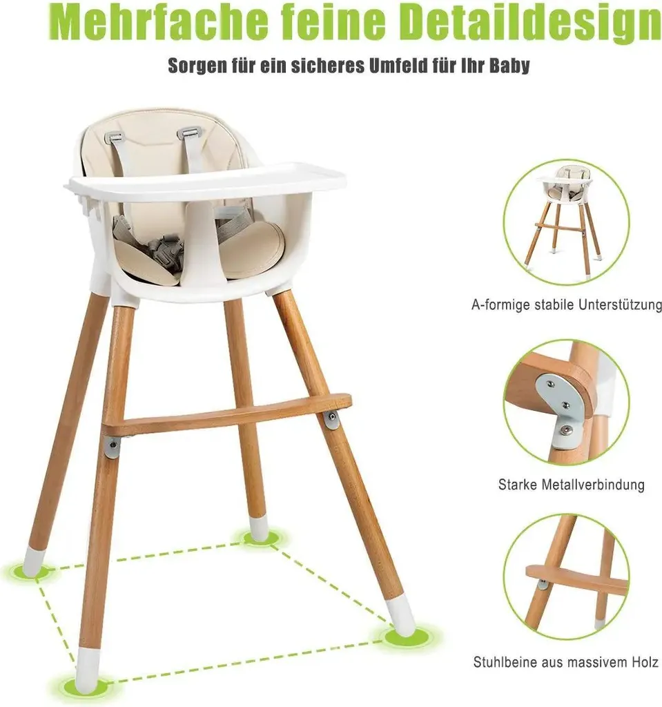 Chaise haute pour manger à table avec bébé - Modèle bois transformable blanc - 4