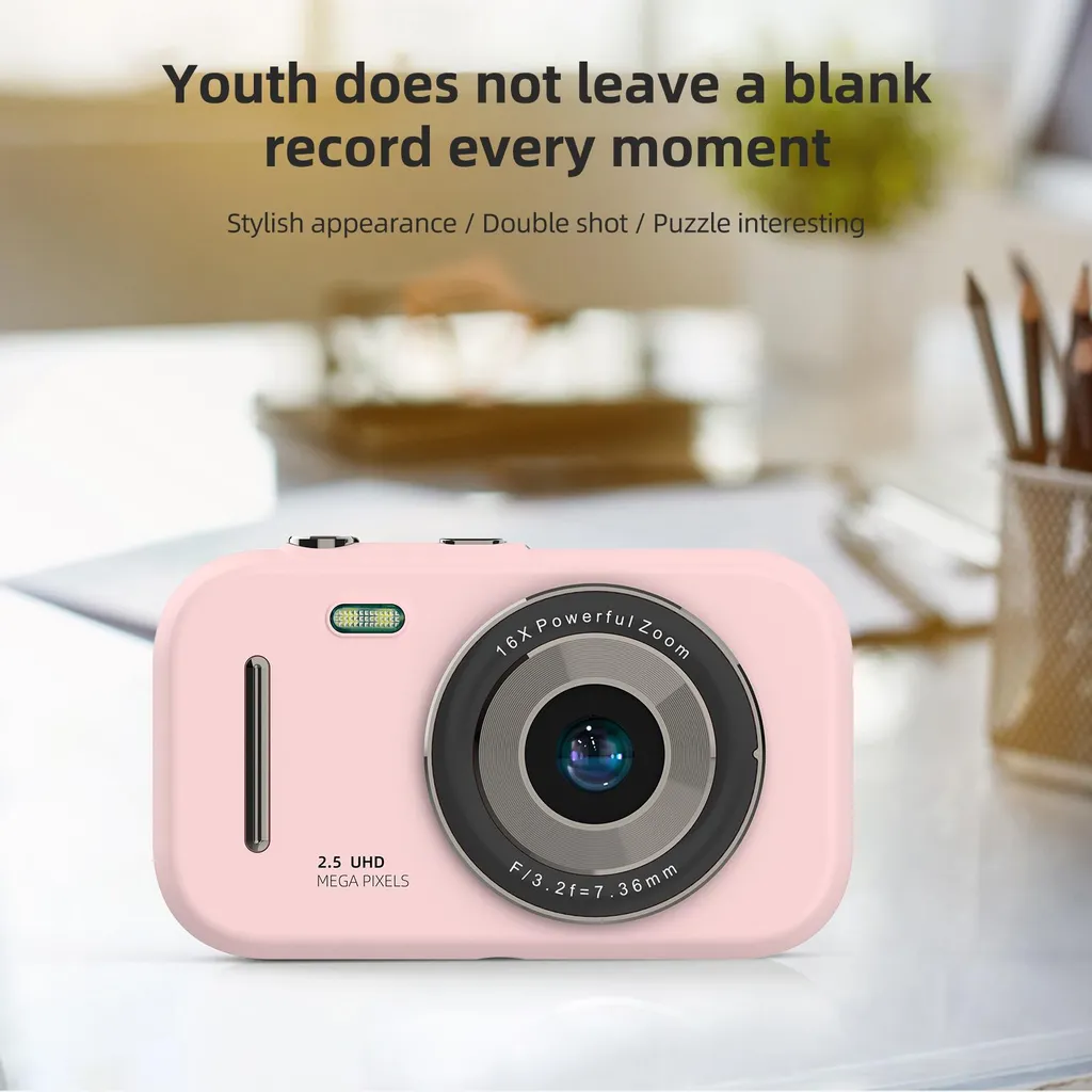 Fotocamera digitale 1080P, video portatile, 48 MP, doppio obiettivo, schermo IPS da 2,8 pollici, giochi, ascolto di musica, batteria integrata con scheda TF da 32 GB, lettore USB, regalo di compleanno, regalo di Natale per adolescenti, studenti, amici - 1