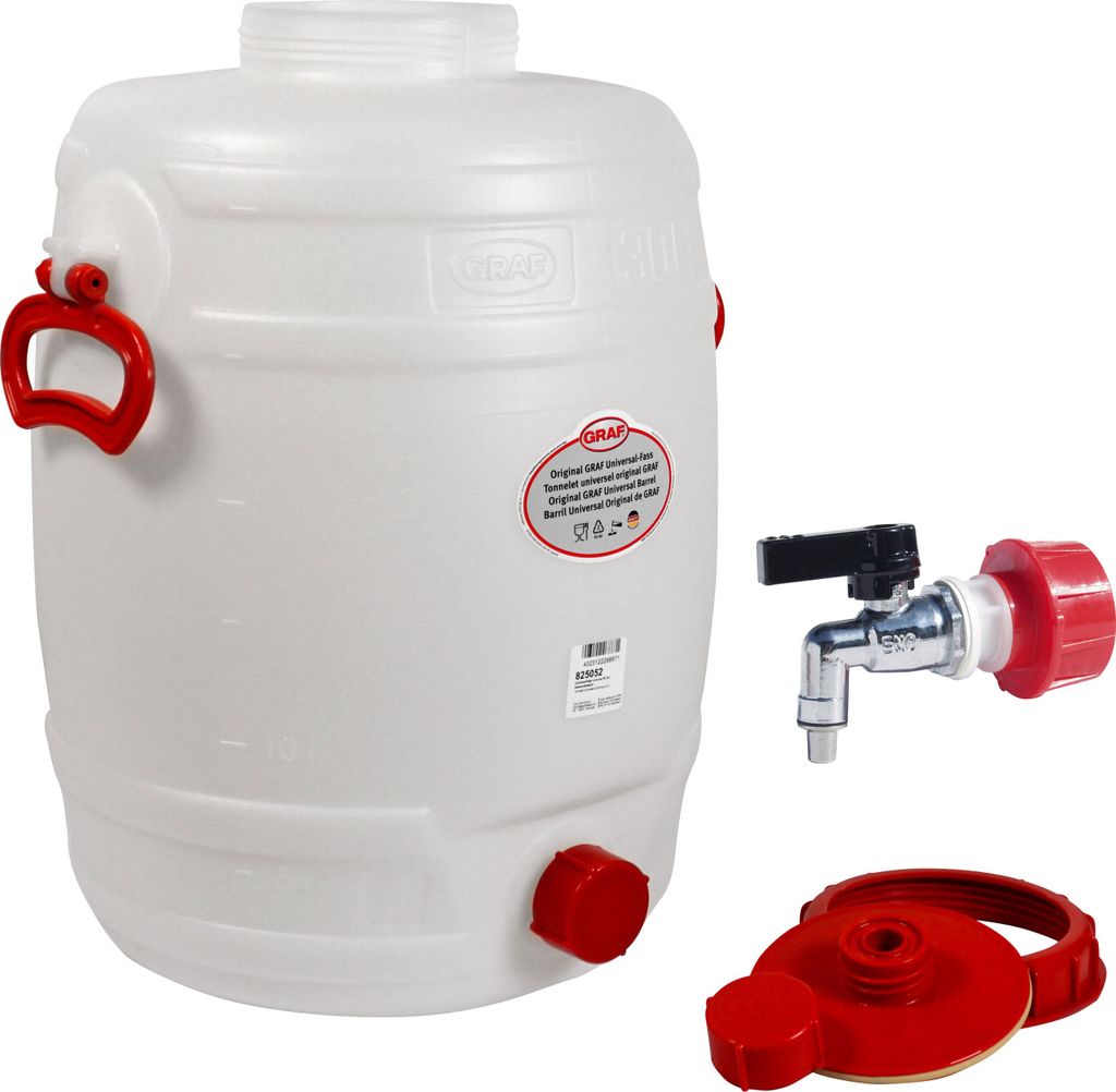 Graf Getränkefass Rund 30 Liter mit Messing Auslaufhahn 3/4"