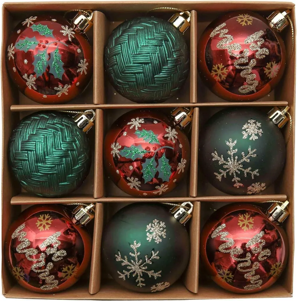 Boules de Noël Incassables 6cm Rouges et Vertes pour Enfants et Animaux