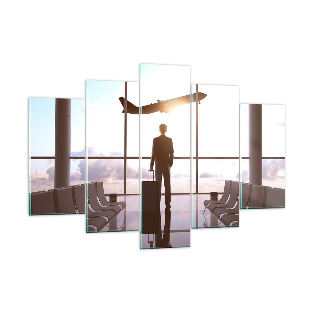 Bilder auf glas - Flughafen Halle Architektur Glas - 150x100cm - Glasbilder - Wandbilder - Kunstdruck - Wanddekoration aus Glas - Glas Bilder - Wan...