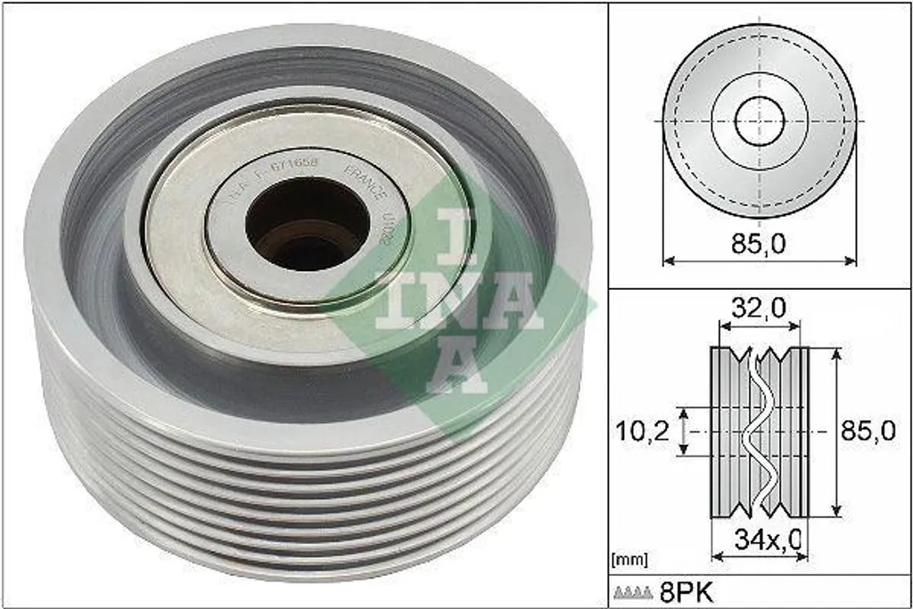 Poulie de renvoi anti-vibration INA 532091910 pour autocar Setra 400