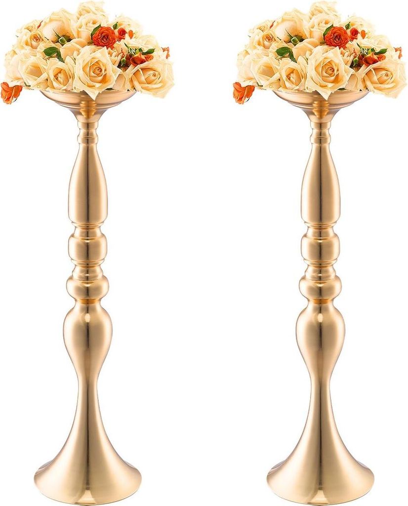 24PCS 50cm/19.7” Wedding Flower Vase Metal Gold Floral Stand for Table