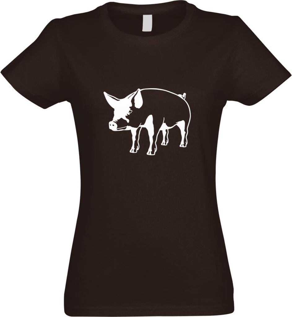 Kiwistar - T-Shirt tailliert - Damen - Chocolate - Schwein Motiv 5 - Sau - Baby - mit Motiv Bedruckt - Funshirt Design - Sport - Freizeit - Damen - M
