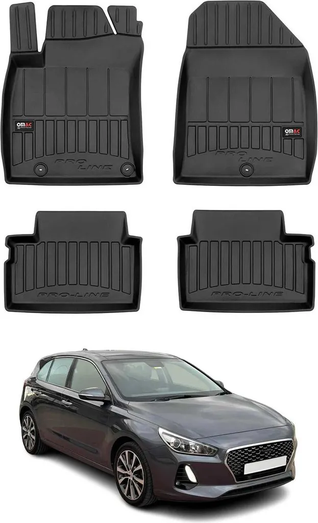 Set 4 Tappetini Gomma TPE Hyundai i30 2017-2020: Igiene e Comfort