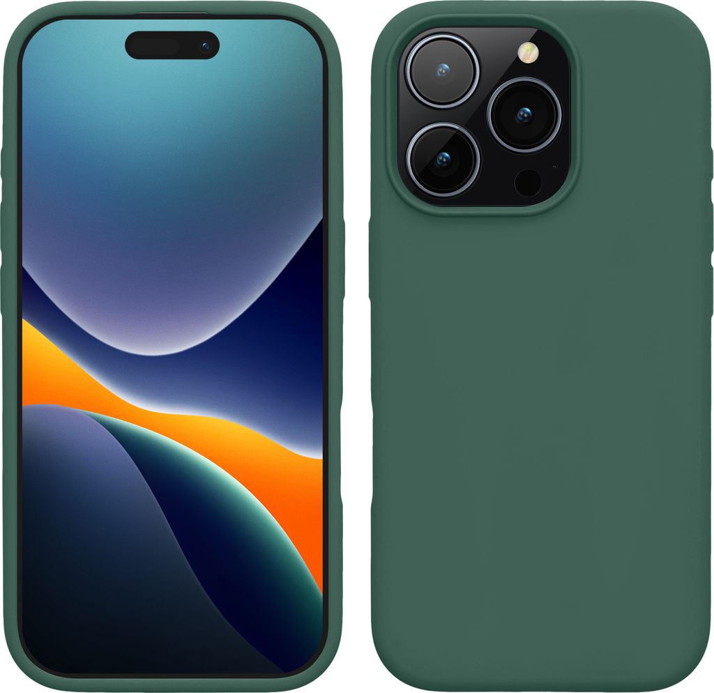 kwmobile Handyhülle für iPhone 16 Pro Hülle, für iPhone 16 Pro Case - Hülle Silikon - kabelloses Laden - Tannengrün