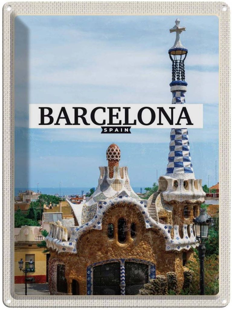 vianmo Blechschild 40x30 cm Barcelona Spain urlaubsort Meer Bildmotiv Reisemotiv Abenteuer Reisen Urlaub